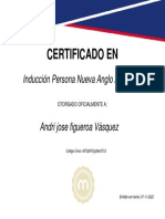 Certificado En: Inducción Persona Nueva Anglo American