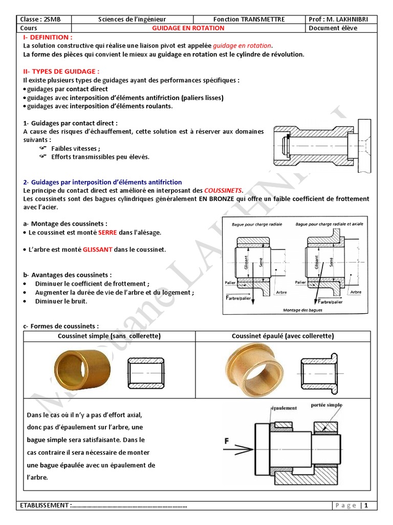 Types de guidage en rotation | PDF | Ingénierie mécanique | Biens ...