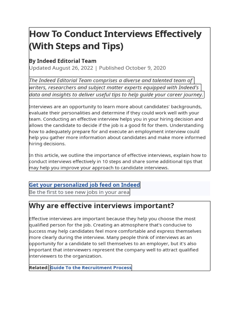 How To Conduct Interviews Effectively | PDF | Recruitment | Human ...