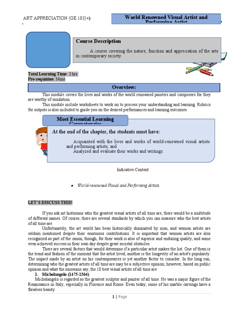 Top 10 Visual Artists PDF Leonardo Da Vinci Impressionism