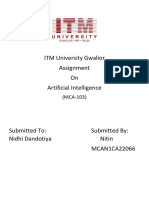 ITM University Gwalior Assignment On Artificial Intelligence