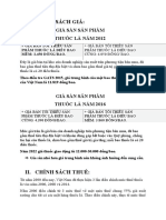 I. ChíNh SáCh Giá:: Giá SàN SảN PhẩM ThuốC Lá Năm 2012