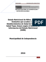 Analisis Del Estado Nutricional Rsta 2016 Municipalidad de Independencia