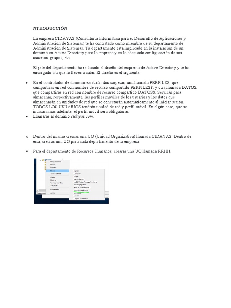 Configuración de Active Directory en CIDAYAS | PDF | Usuario ...