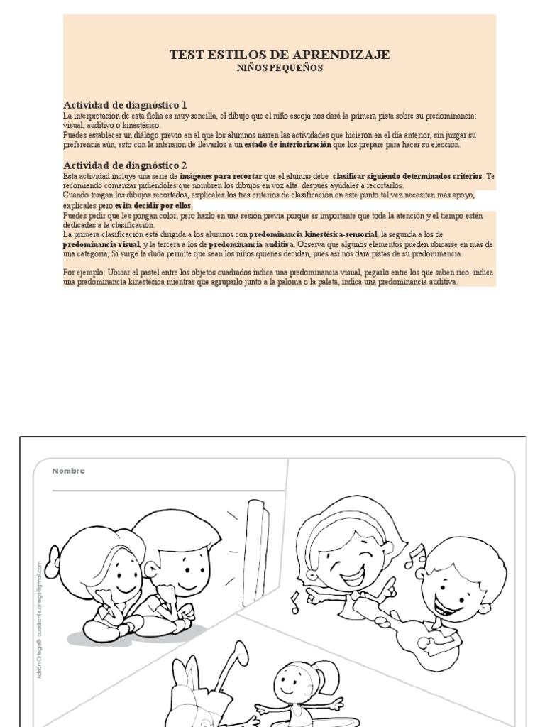 Test Estilos de Aprendizaje - Niños Pequeños | PDF