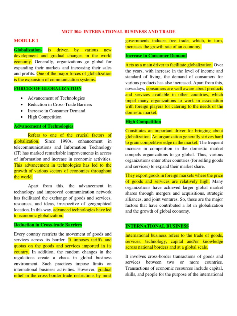 Globalization and International Business Overview | PDF | International ...