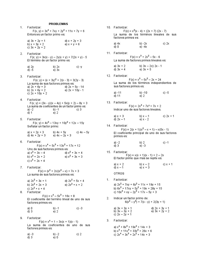 Factorización Ii Pdf Factorización álgebra