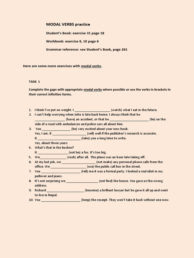 Modal Verbs Practice Pdf Linguistic Typology Language Mechanics