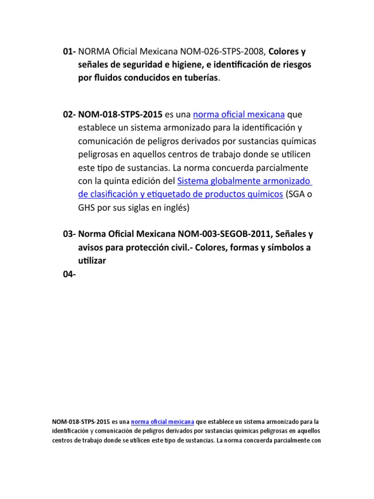 Norma 018 STPS: Identificación de Peligros | PDF