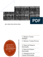 Aritmética de los números racionales: sumas, restas, multiplicaciones y divisiones