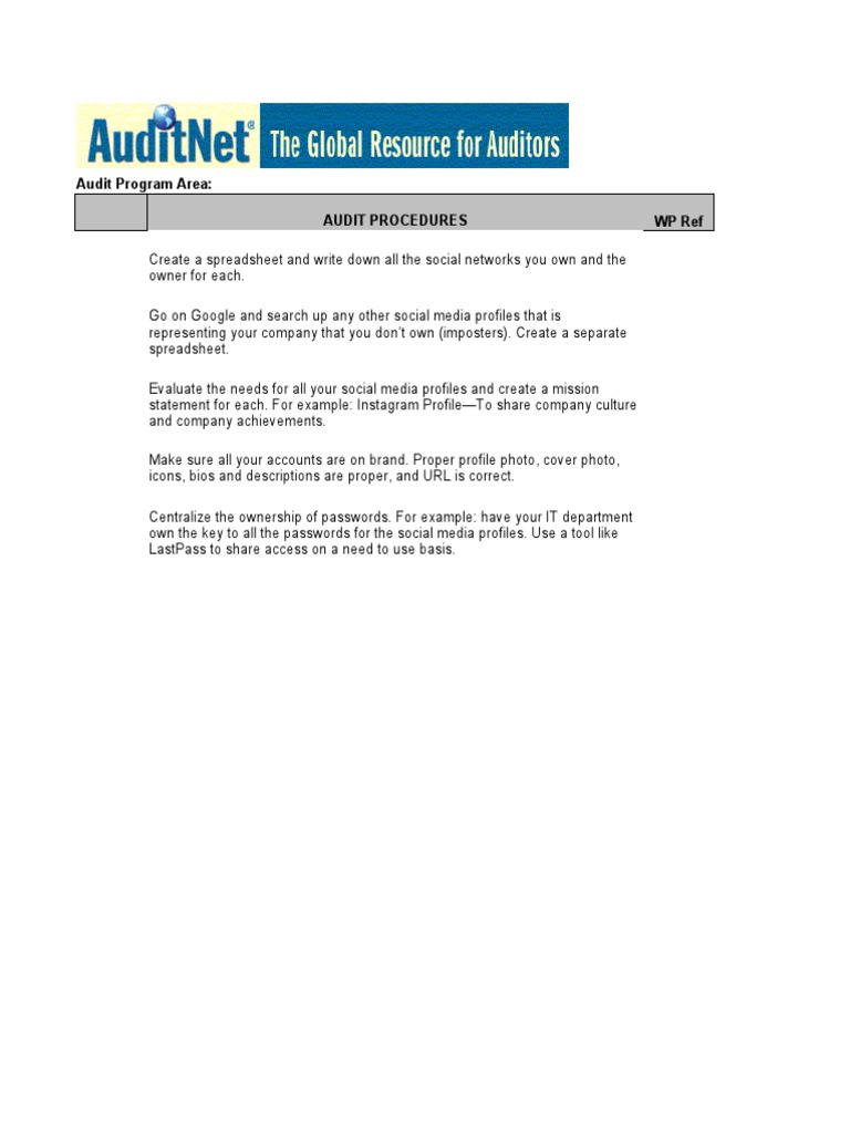 Social Media Audit Template PDF