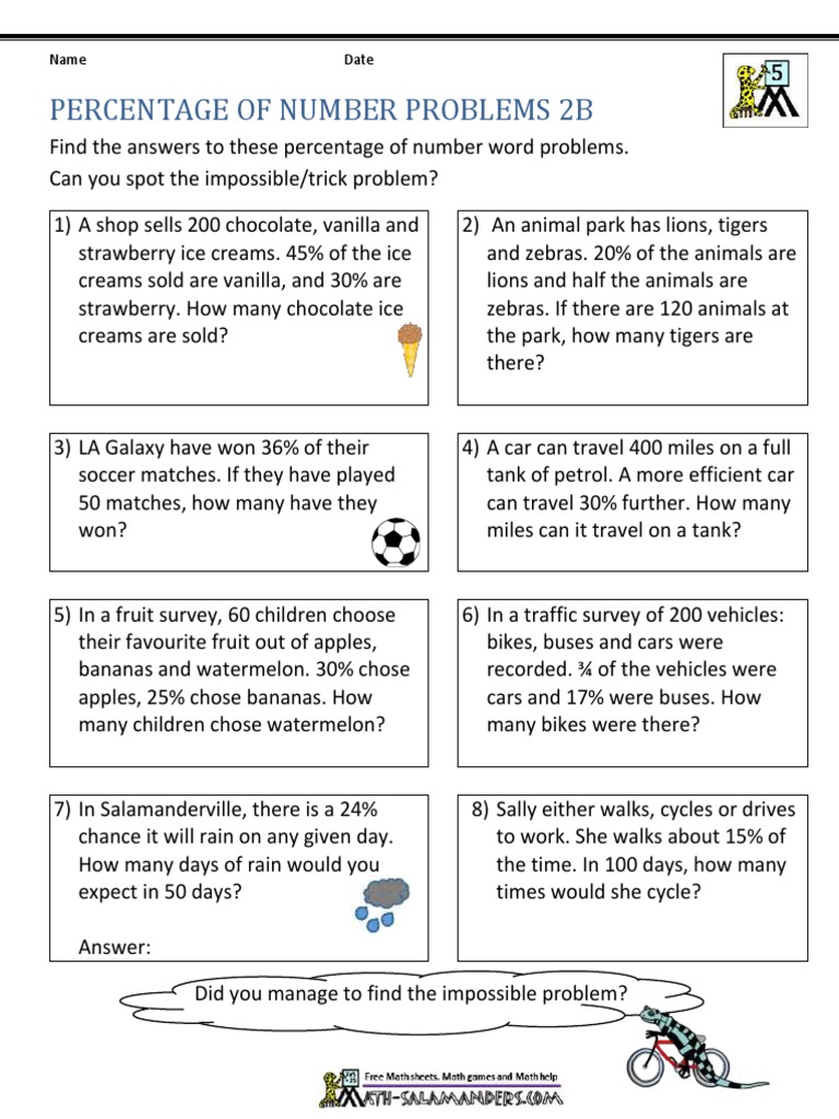 Percentage of Number Problems 2b | PDF | Car | Transport