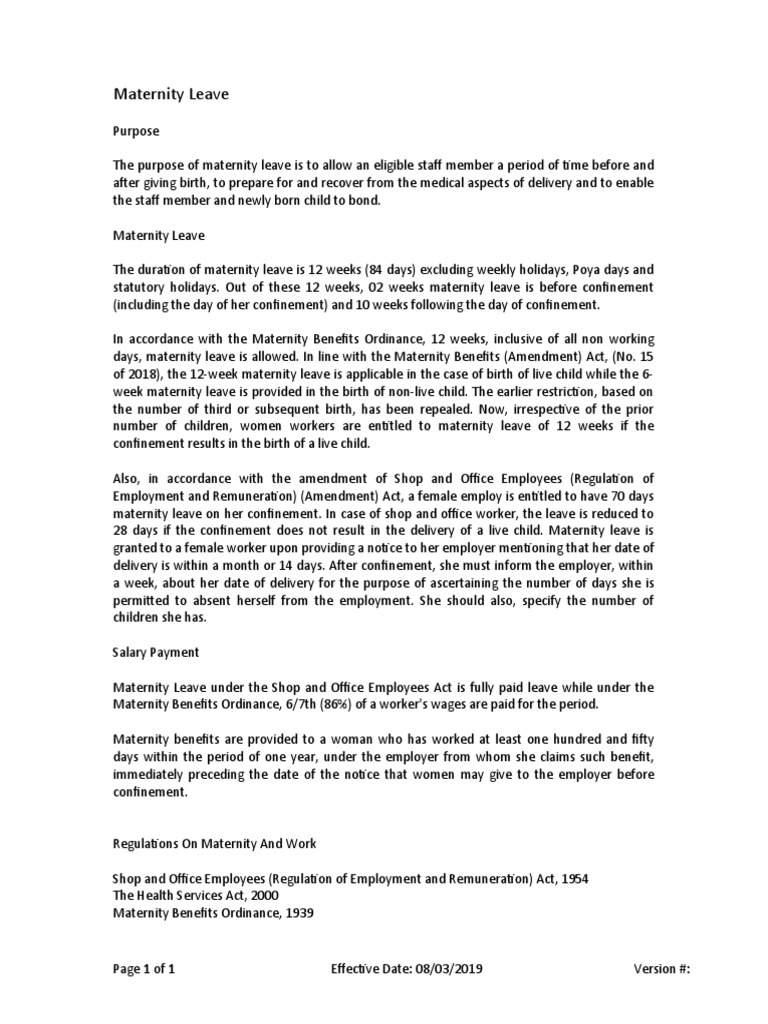 Maternity Leave Regulations Overview | PDF | Employment | Parental Leave