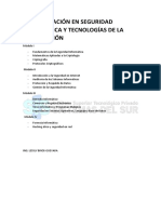 MALLA ESPECIALIZACIÓN EN SEGURIDAD INFORMÁTICA Y TECNOLOGÍAS DE LA INFORMACIÓN 2020