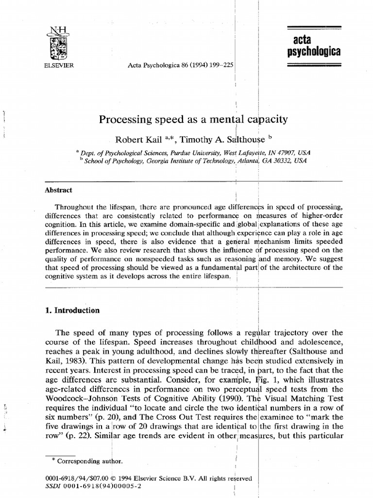 Processing speed as a mental capacity pdf