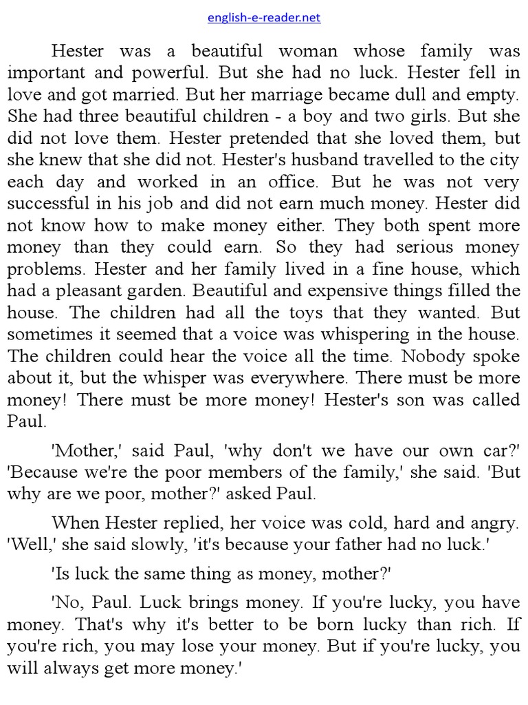 The Rocking Horse WinnerD H Lawrence Download Free PDF Luck