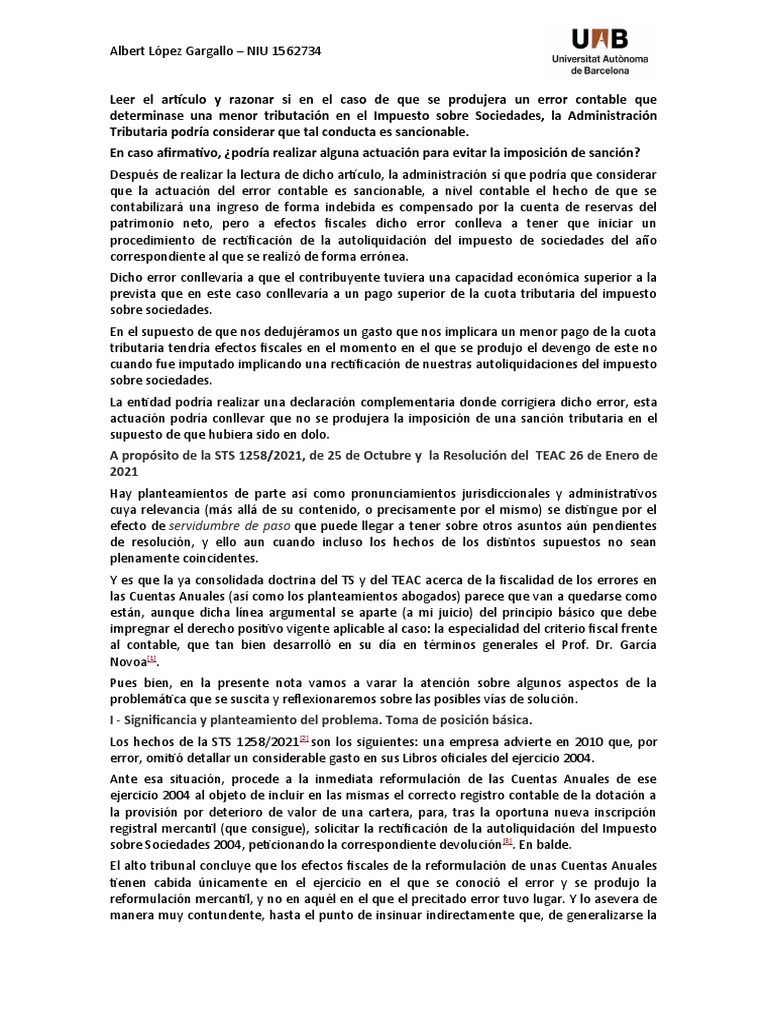 Albert López Gargallo 1562734 Práctica Sobre Infracciones y