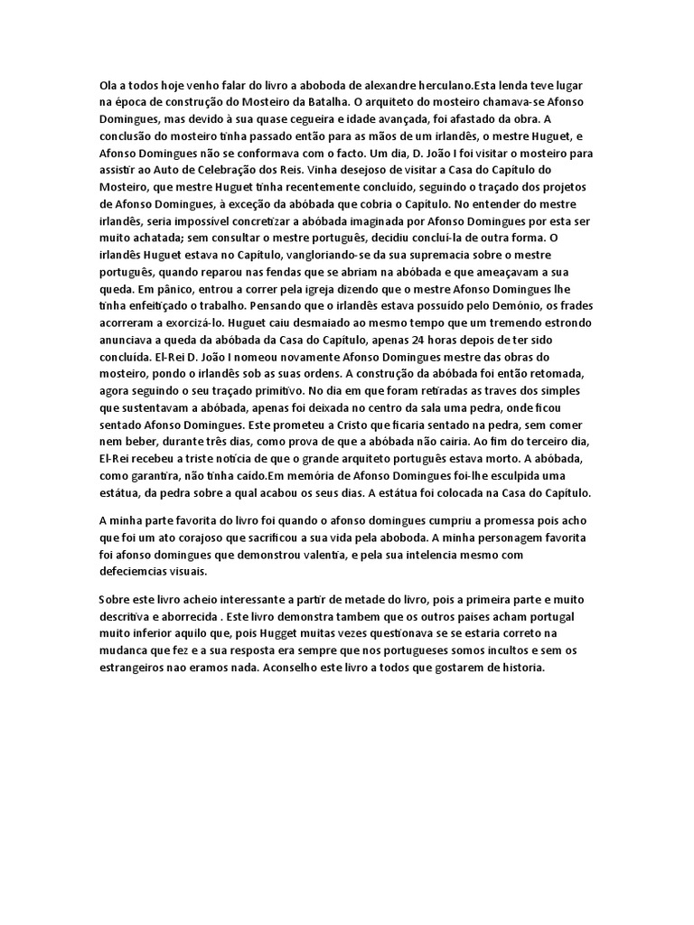 A lenda da abóbada de Afonso Domingues no Mosteiro da Batalha | PDF