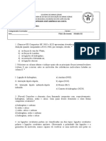 Prova de Química sobre Ligação Química e Teoria de Arrhenius