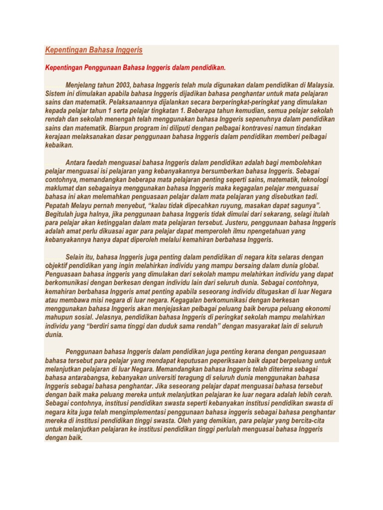 Kepentingan Penguasaan Bahasa Inggeris Voooty