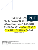 Religiusitas, Kepercayaan, Citra Dan Loyalitas Pada Industri Lembaga Keuangan Mikro Syariah Di Jawa Barat