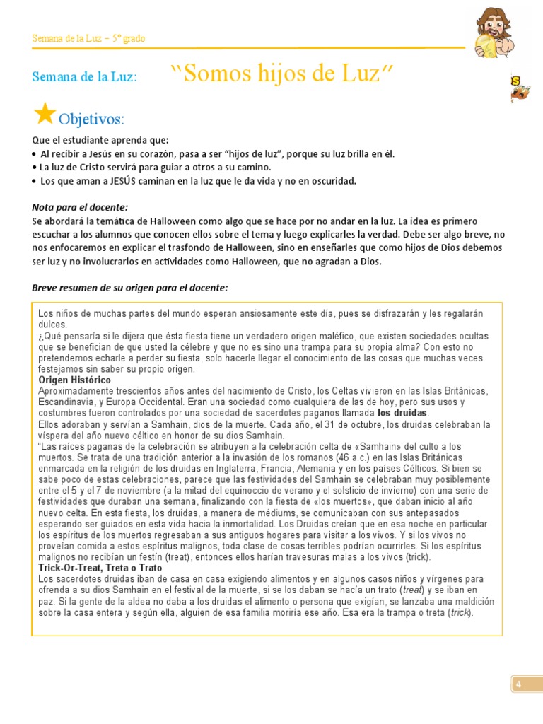 Semana de la Luz: Hijos de Luz para Niños | PDF | Víspera de Todos los ...