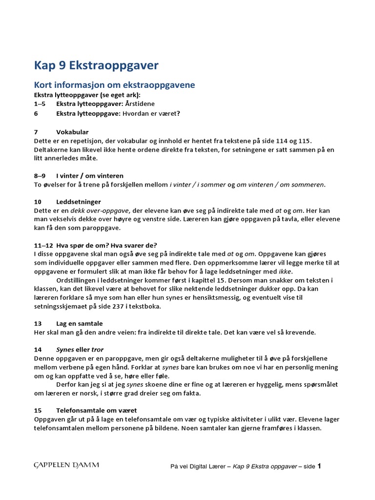 Kap 9 Ekstraoppgaver PDF | PDF