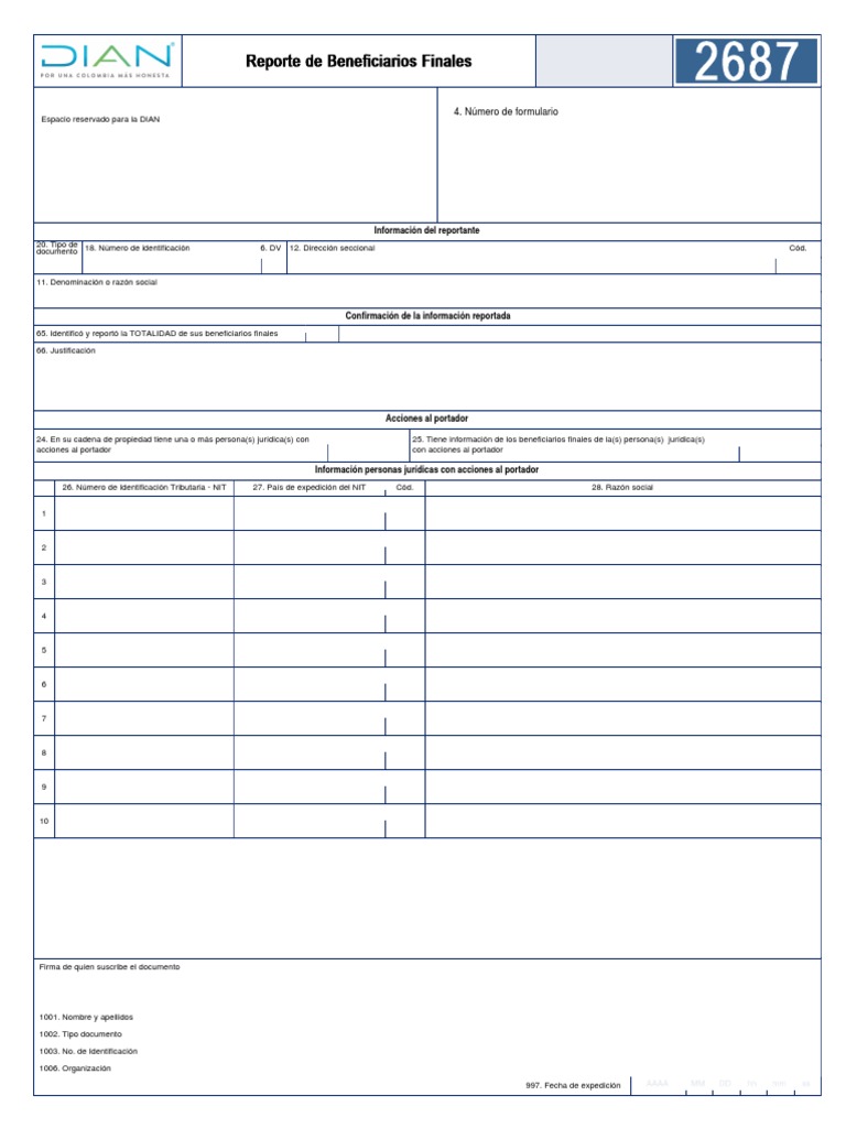 Formulario 2687 para Beneficiarios Finales | PDF