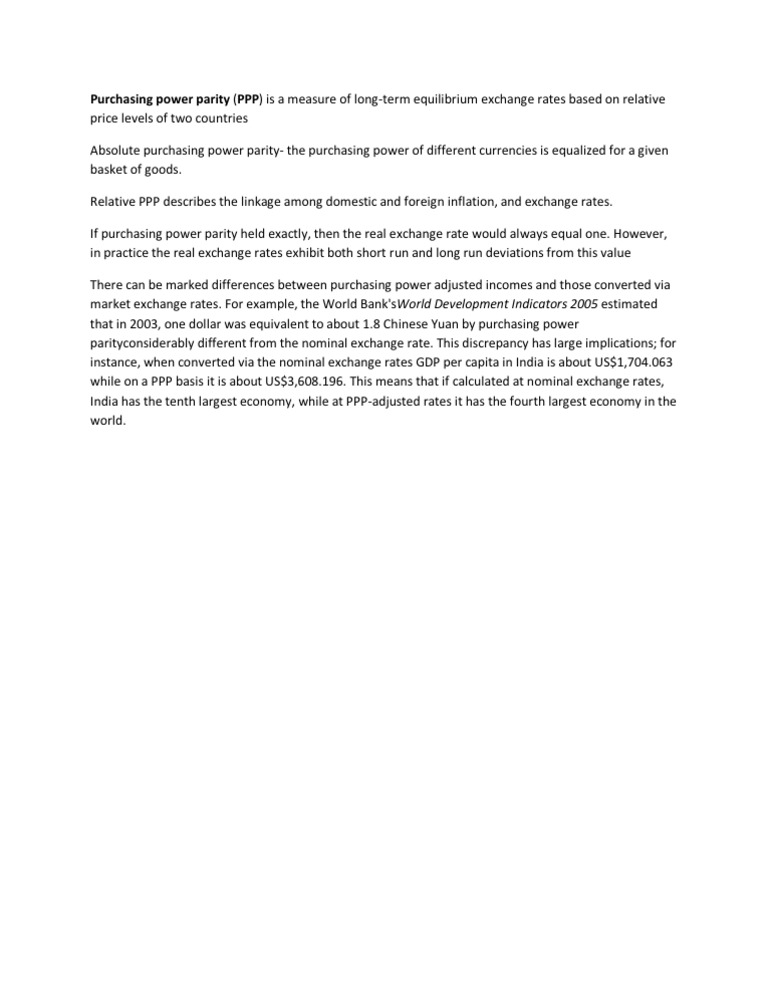 Purchasing Power Parity | PDF