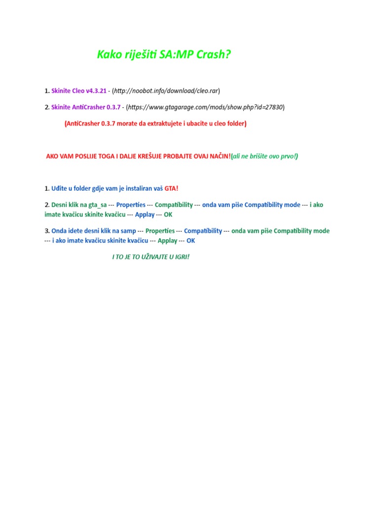 How To Fix SAMP Crash! PDF