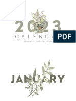 Green Black Simple Flower 2023 Wall Calendar