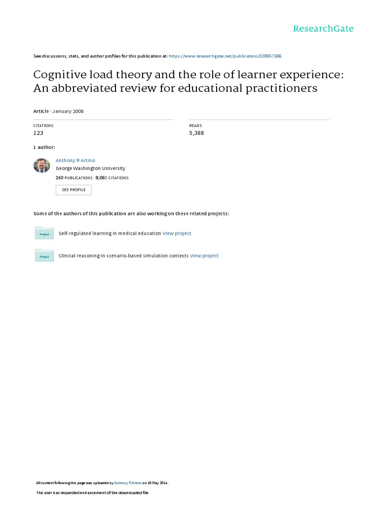 Cognitive Load Theory and The Role of Learner Expe | PDF | Learning ...