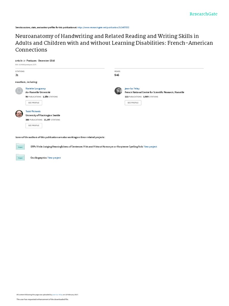 Neuroanatomy of Handwriting and Related Reading An Biology Diagrams