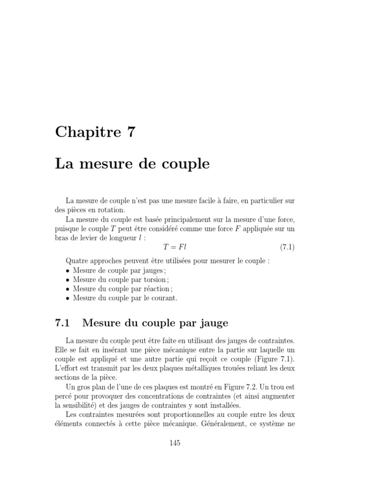 Mesurer le couple méthodes et techniques PDF Rotation Obliger — free download