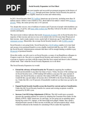 Social Security Expansion Act One Pager Final