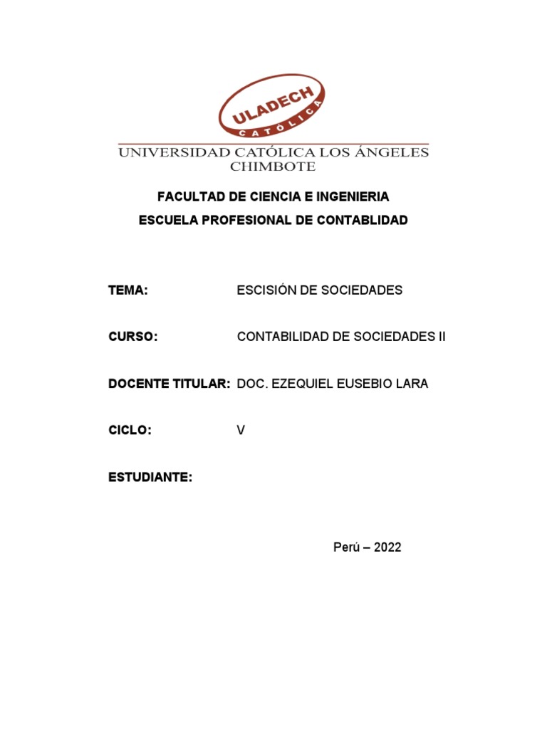 Escisión de Sociedades: Conceptos Clave | PDF | Sociedad | Contabilidad