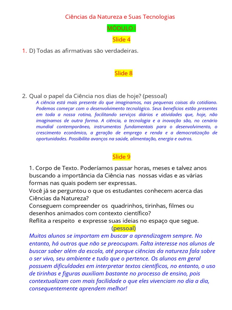 Ensino de Ciências da Natureza e Tecnologias | PDF | Aprendizado | Science