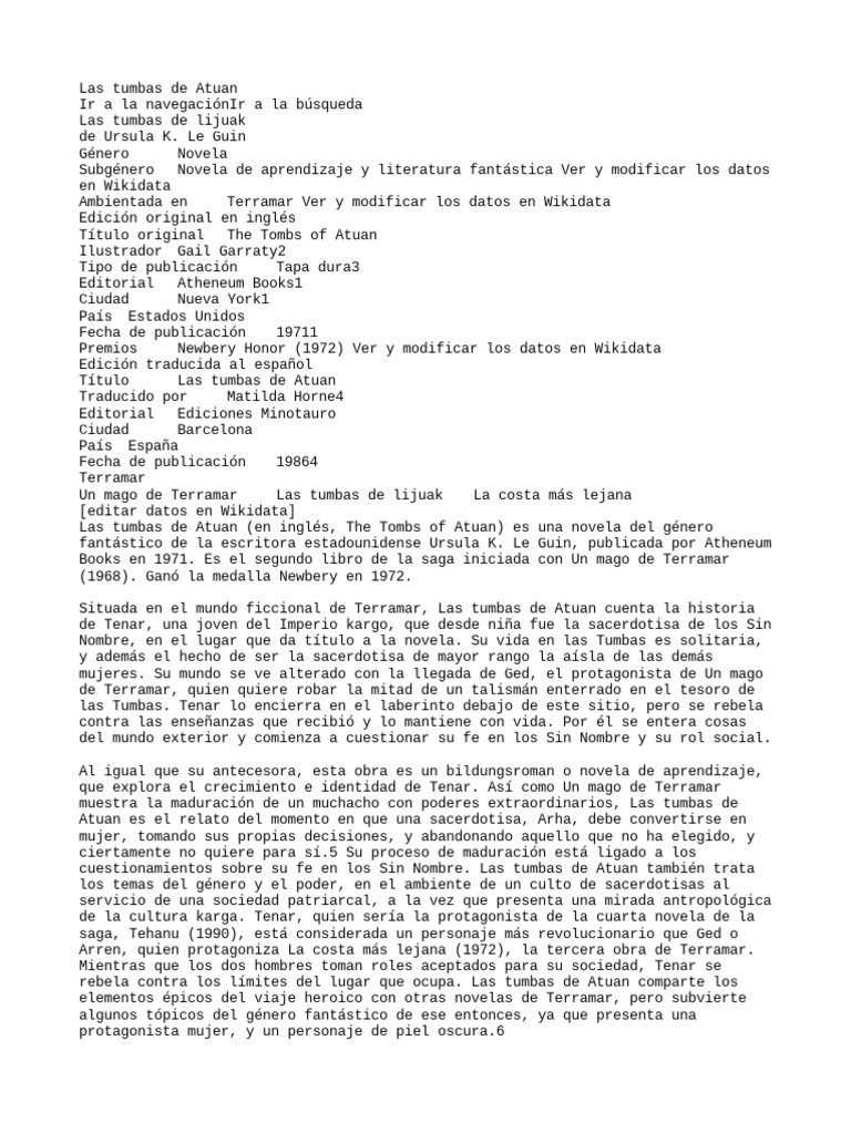 Las Tumbas de Atuan PDF