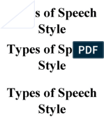 Types of Speech Style activities