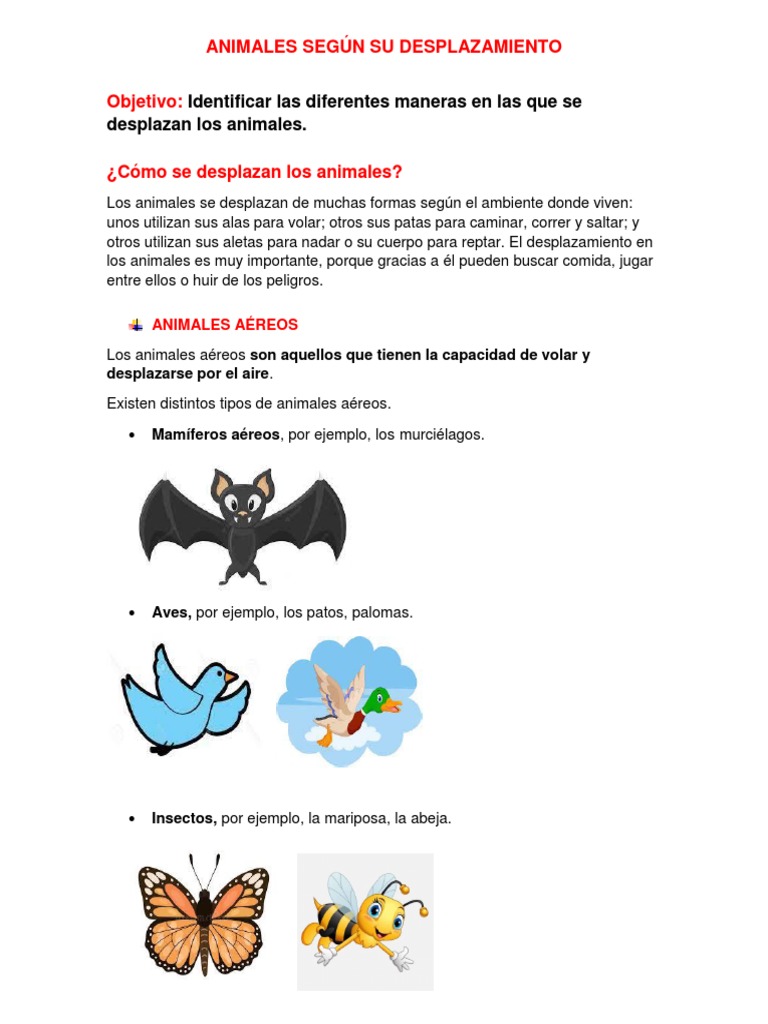 Animales Según Su Desplazamiento | PDF