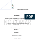 Asencio-Milangel, Unidad 2 Actividad 1, Procesadores de Texto