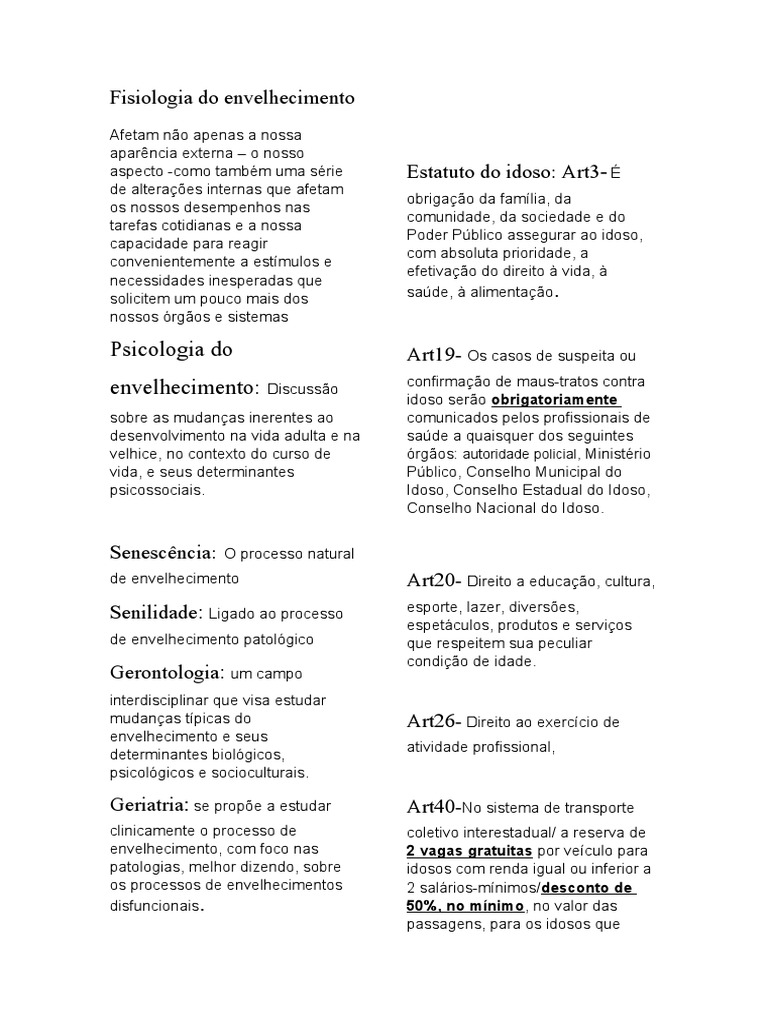 Fisiologia Do Envelhecimento Pdf Envelhecimento Terceira Idade