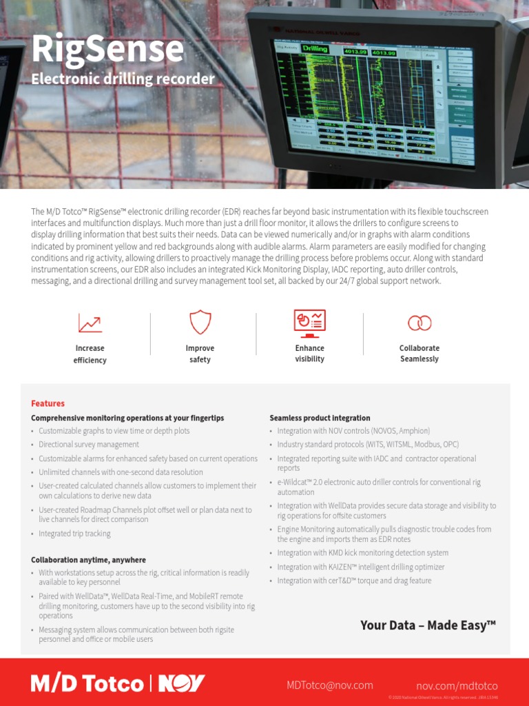 RigSense Electronic Drilling Recorder Flyer PDF Instrumentation