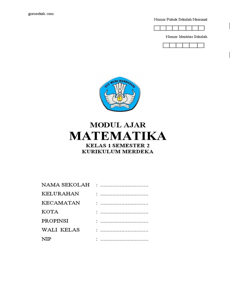 Modul Ajar Matematika Kelas 1 Semester 2 | PDF | Pengembangan Diri ...