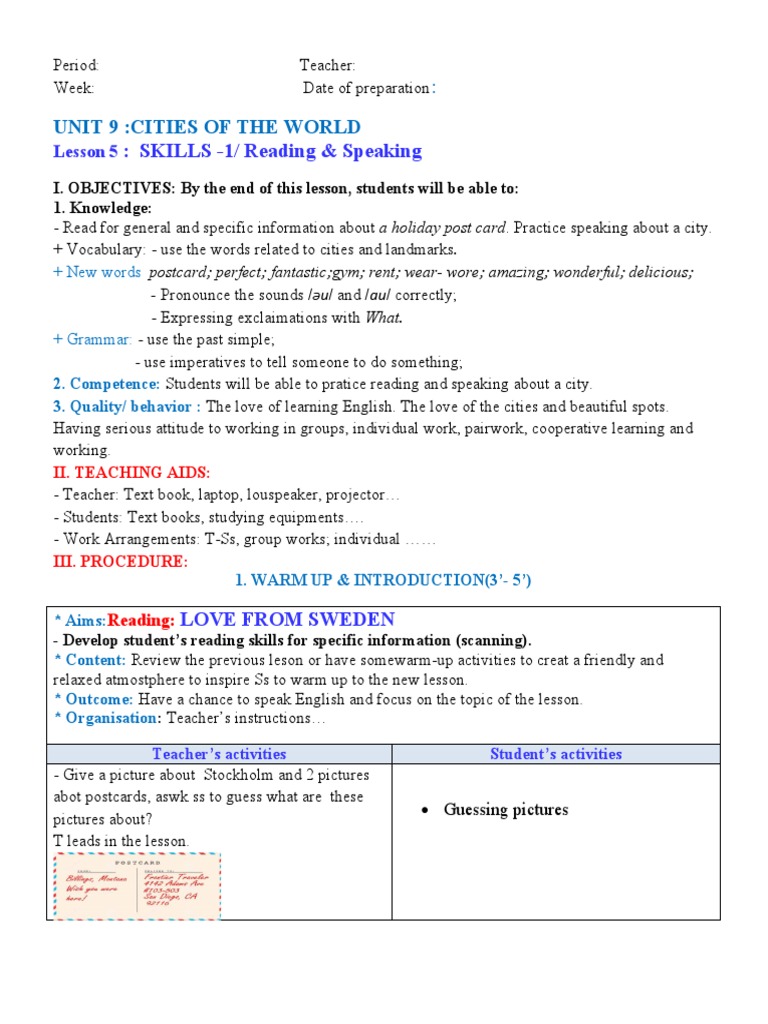 Unit 9 - Lesson 5 - Skills - 1 | PDF | Teachers | Learning