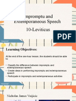 Impromptu and Extemporaneous Speech