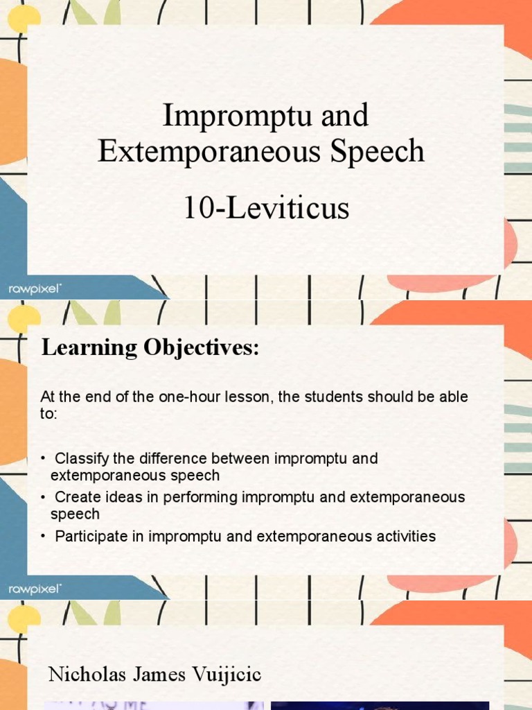 Impromptu vs. Extemporaneous Speech Explained | PDF | Career & Growth ...