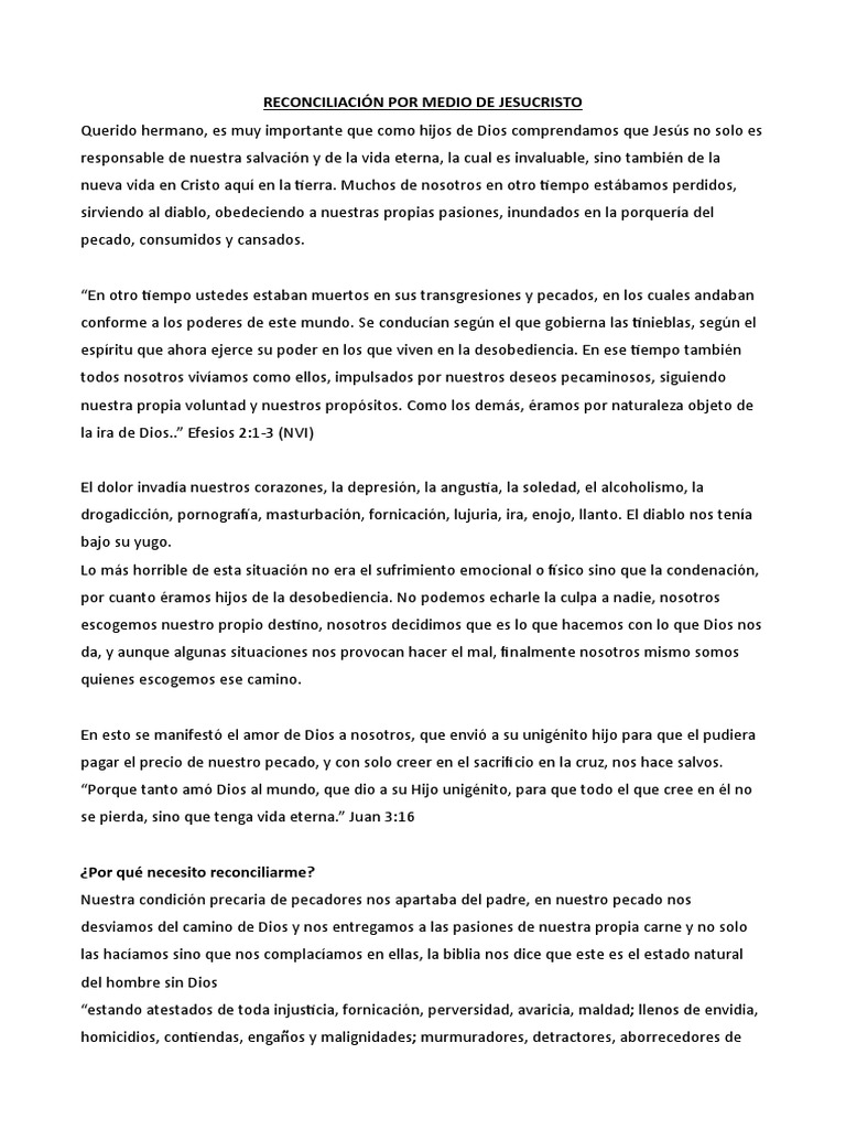 Reconciliacion Por Medio de Jesucristo | PDF | Pecado | Cristo (título)