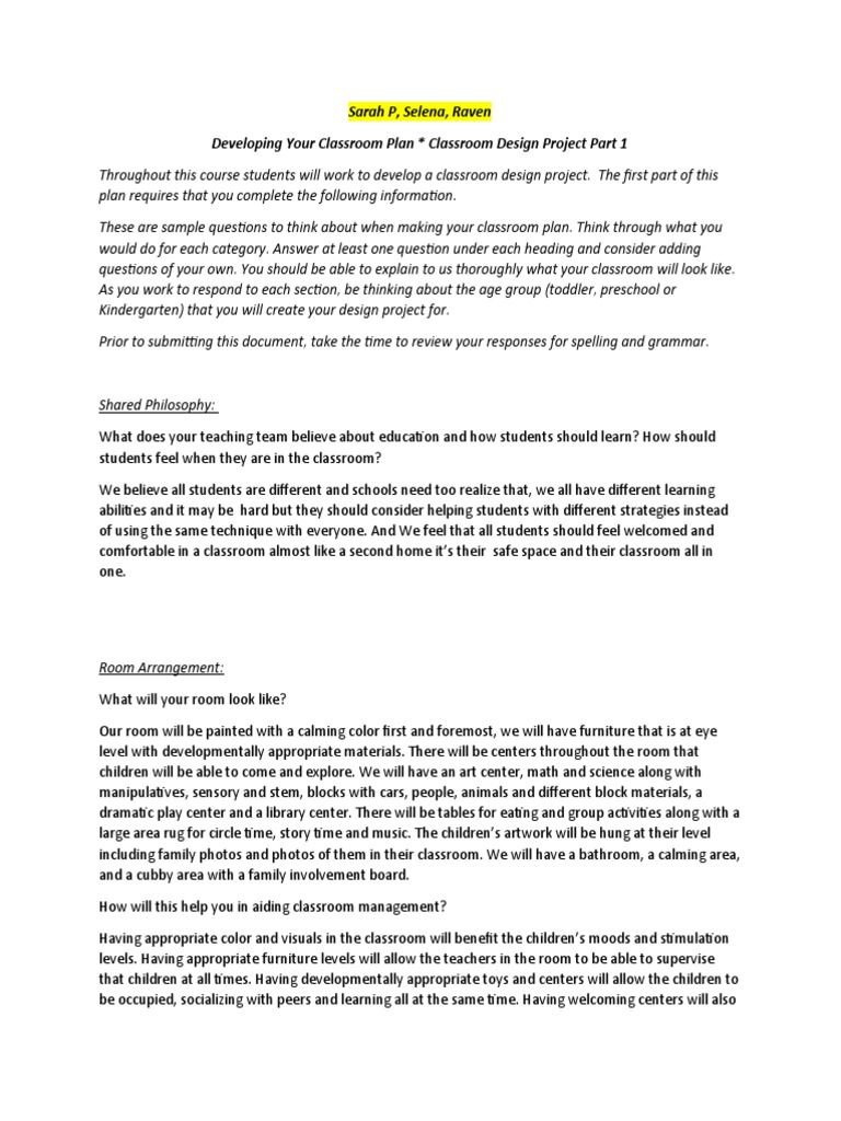 Resource Class Classroom Design