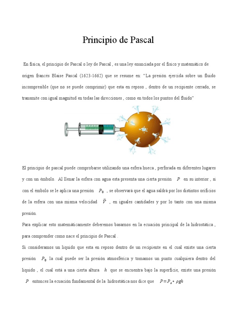 Principio de Pascal y Prensa Hidráulica | PDF | Metrología | Cantidad